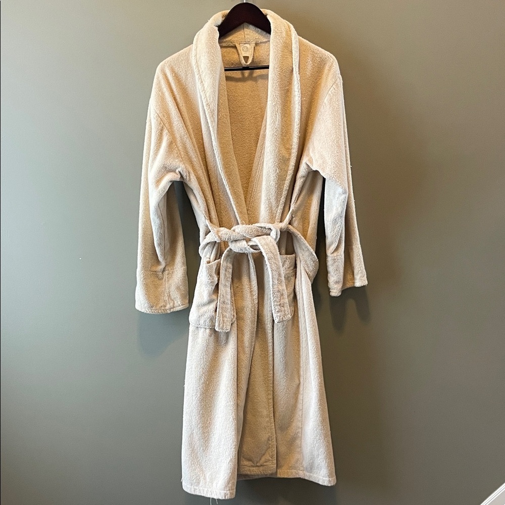 Towel Plush Robe Cream Bathrobe wt Belt Long Sleeve Comfortable Soft 100% Cotton